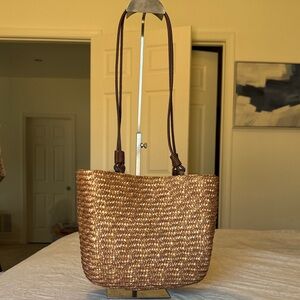 Elegant Brown Woven Tote Bag